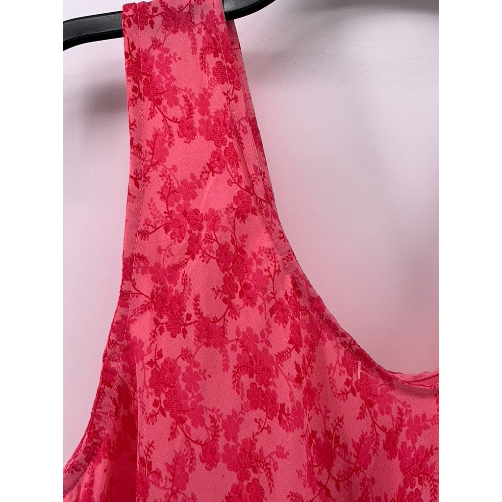 UNBRANDED Women's Pink Floral Lace V-Neck Sleeveless Lightweight Dress SZ OS