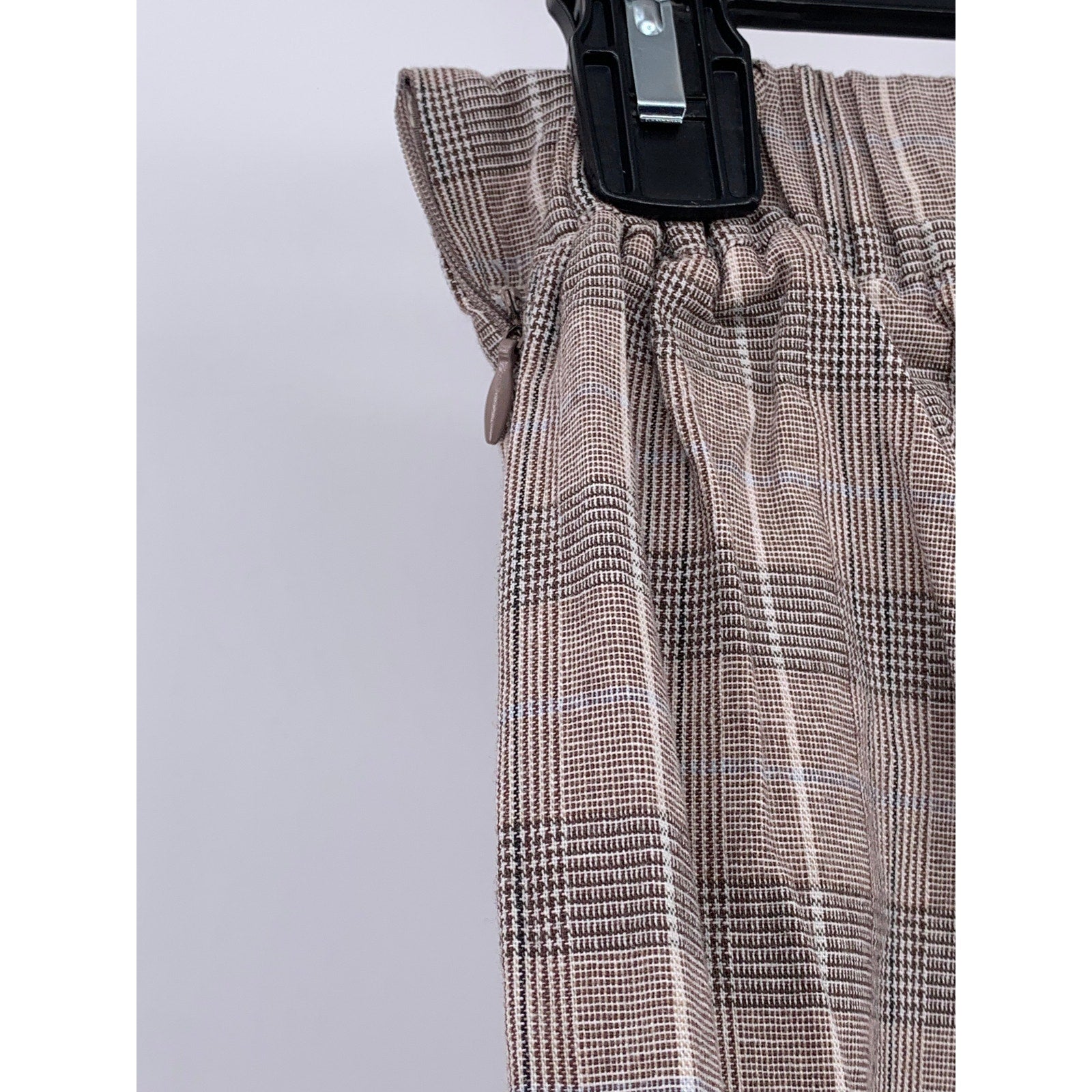 GROOVE Women's Brown Plaid Eyelet Trim Elastic Waist Pull-On Casual Pants SZ S