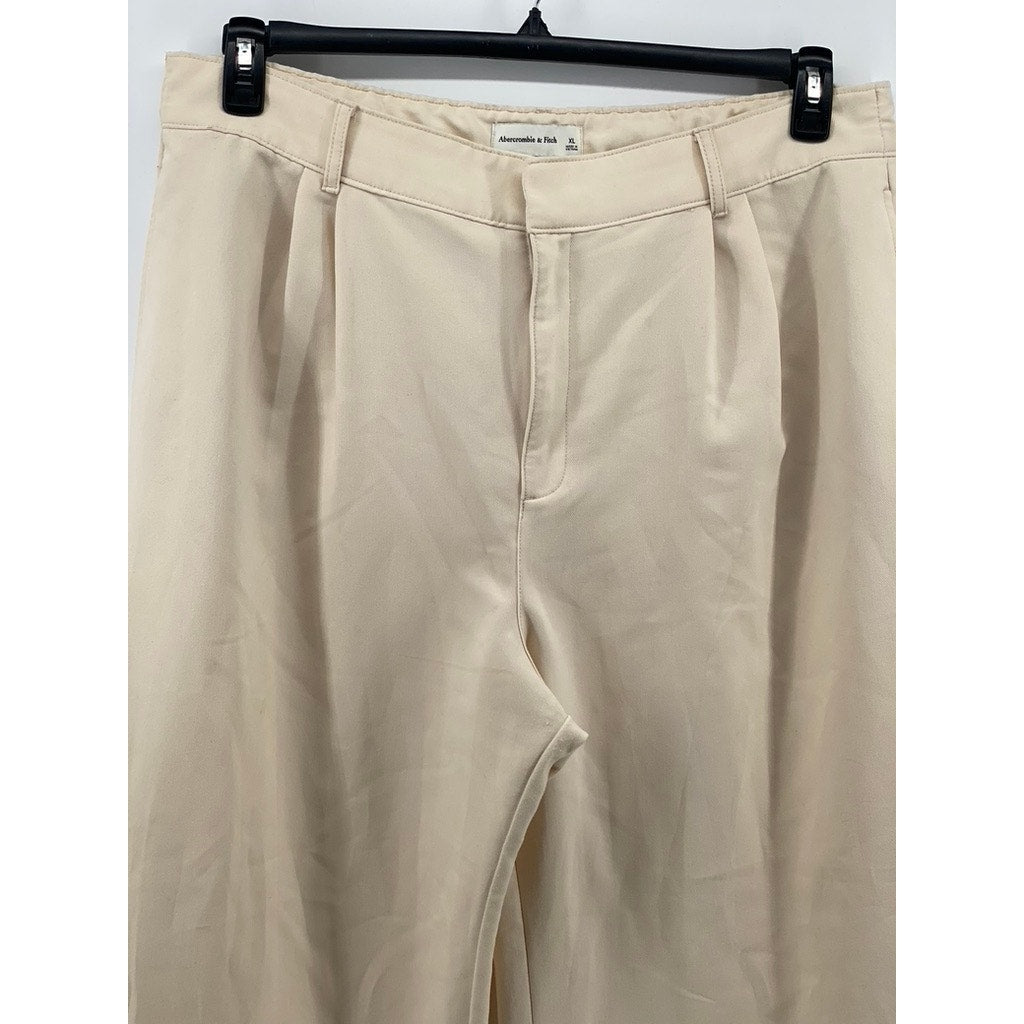 ABERCROMBIE & FITCH Women's Beige Solid Wide-Leg Cropped Pants SZ XL