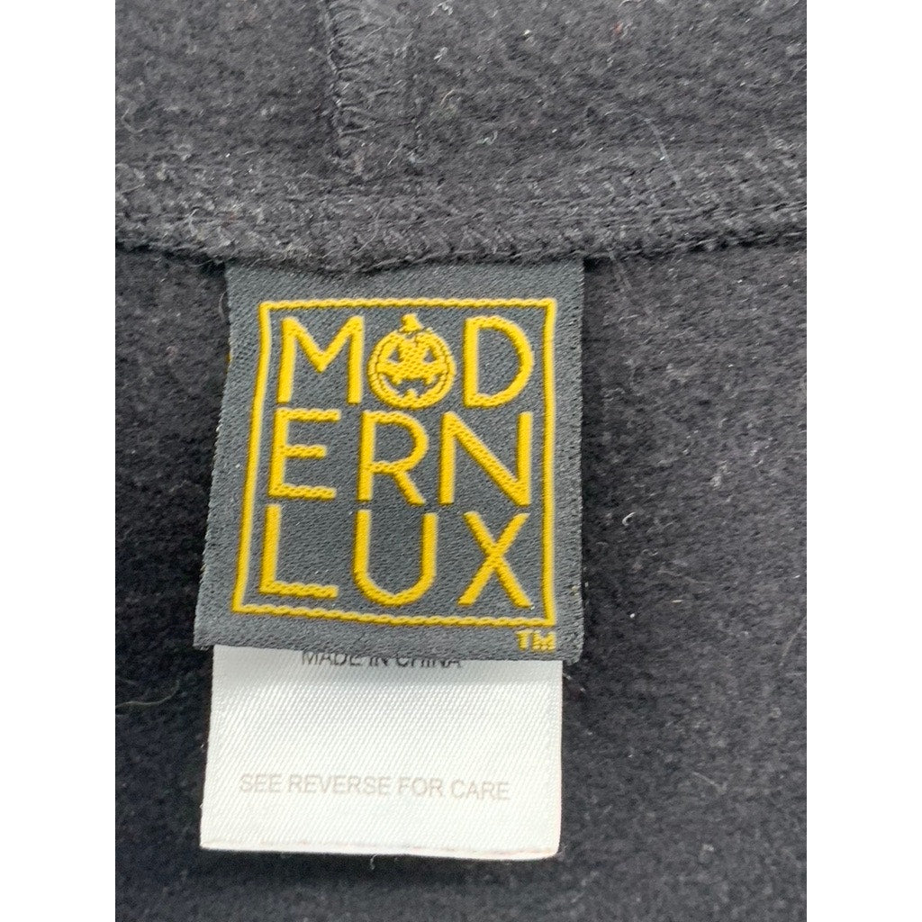 MODERN LUX Women's Black-White Ghost Graphic Hoodie SZ S