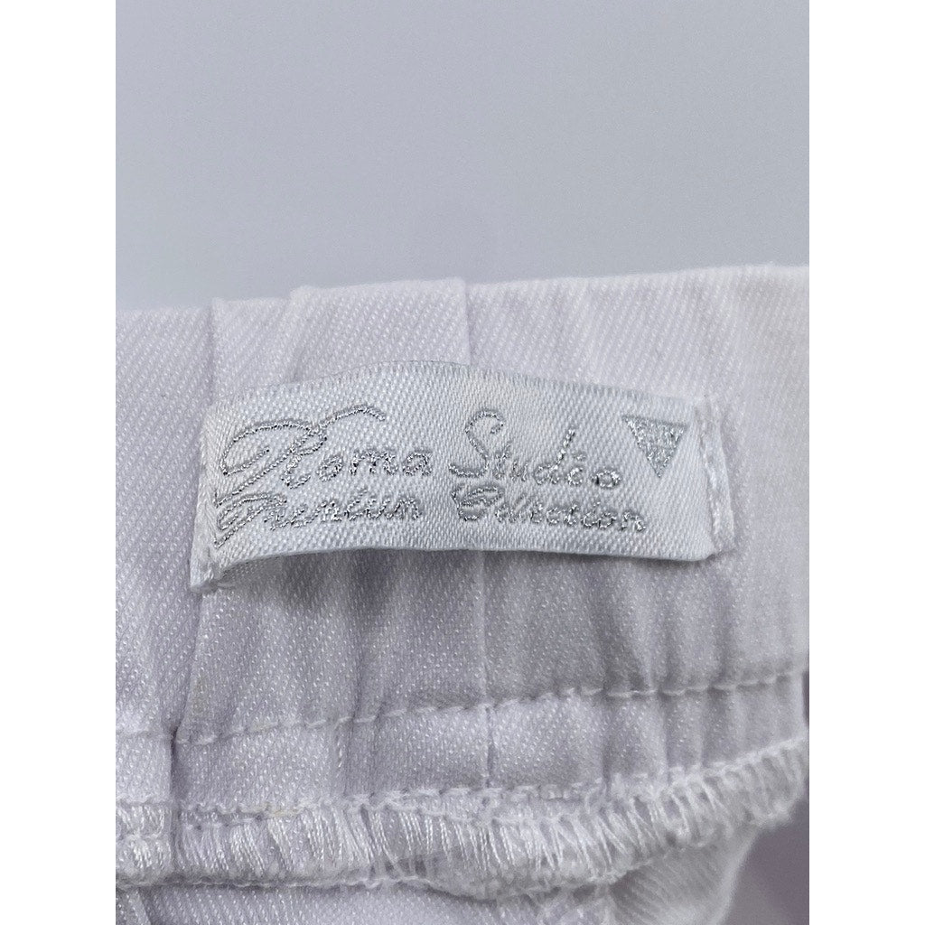 ROMA STUDIO Women's White Regular-Fit Drawstring Pull-On Shorts SZ XL