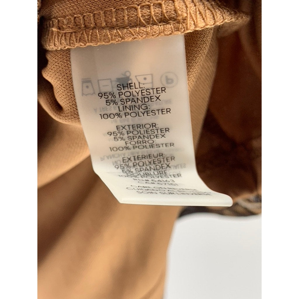 CALVIN KLEIN Women's Brown-Black Abstract Print Short Sleeve Crewneck Top M