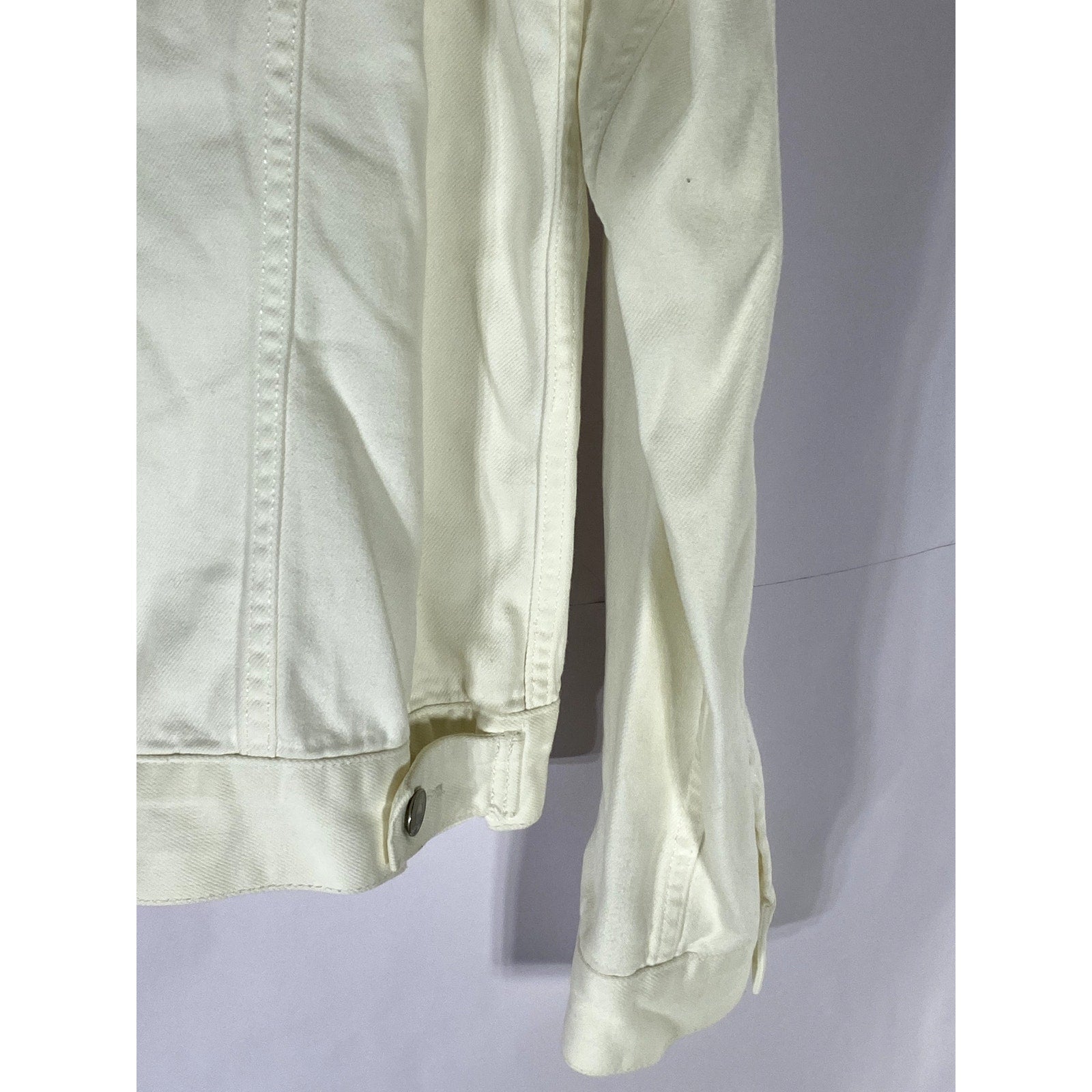 MUJI Women's Cream Washed Denim Patch Pocket Button-Up Long Sleeve Jacket SZ S
