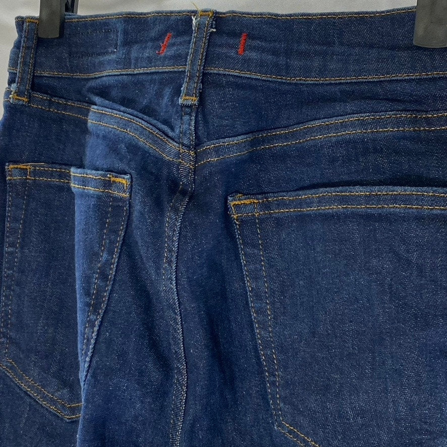 ZARA Women's Dark Blue Denim Mid-Rise Straight-Leg Five-Pocket Jeans SZ 8