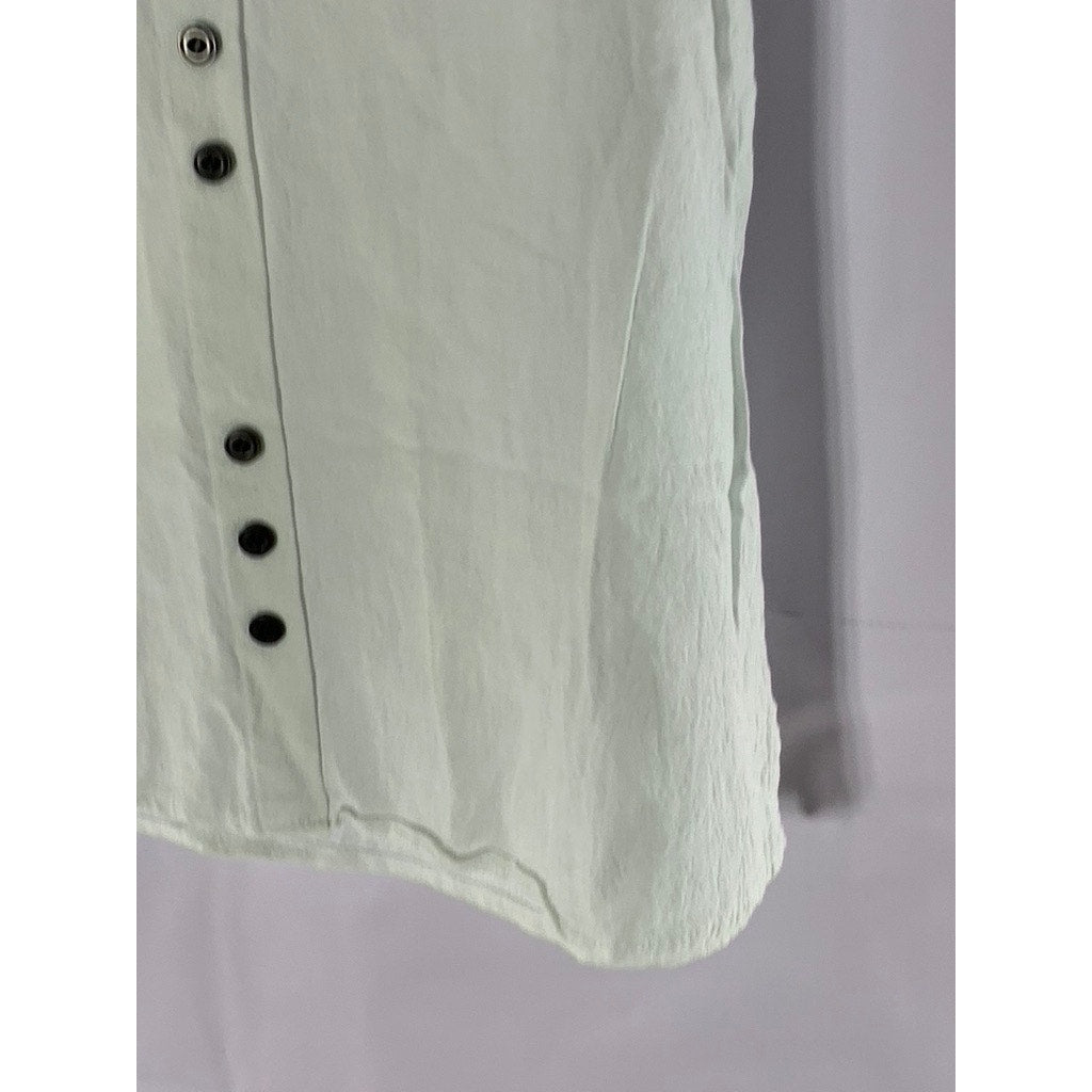 UNBRANDED Women's White Floral Snap-Button Crewneck Short Sleeve Top SZ 3XL