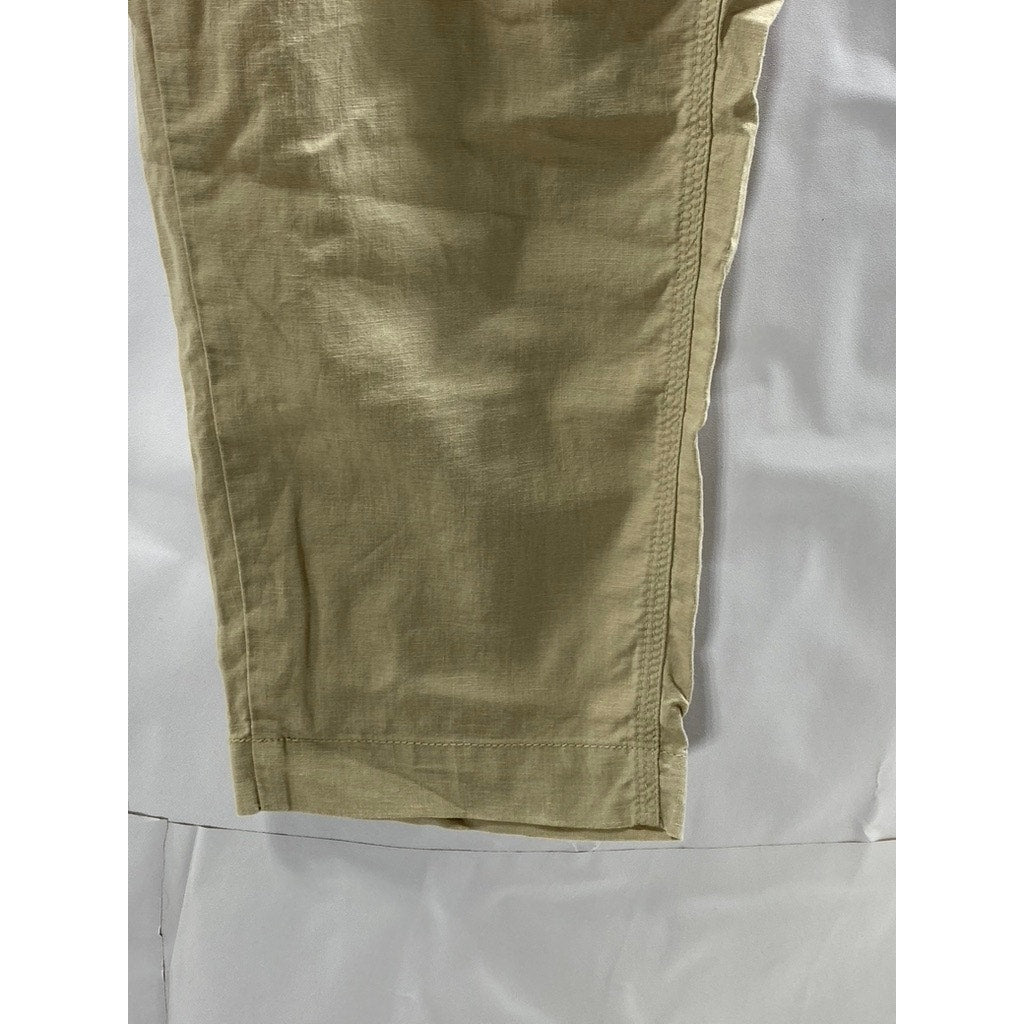UNIQLO Women’s Tan Cotton-Linen Straight-Leg Pant SZ S