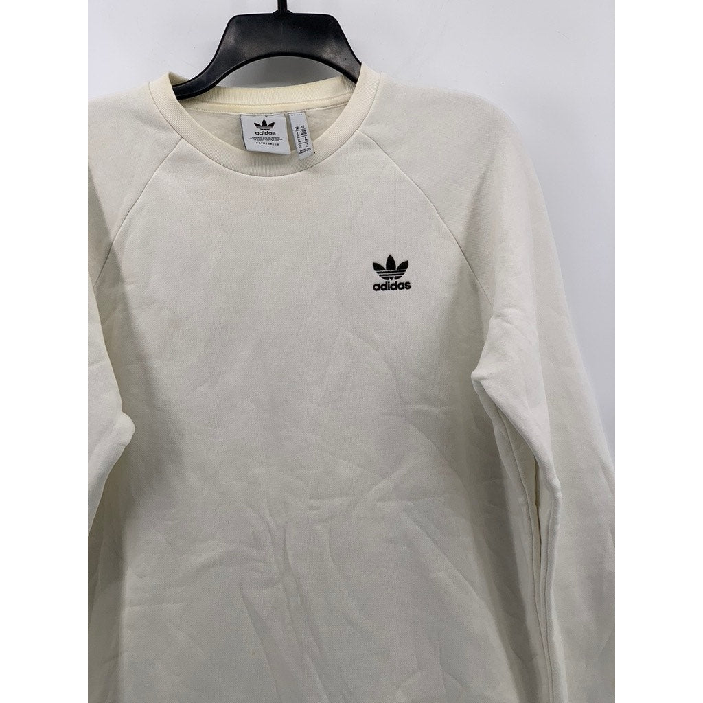 ADIDAS Men's White Embroidered Trefoil Sweatshirt SZ M