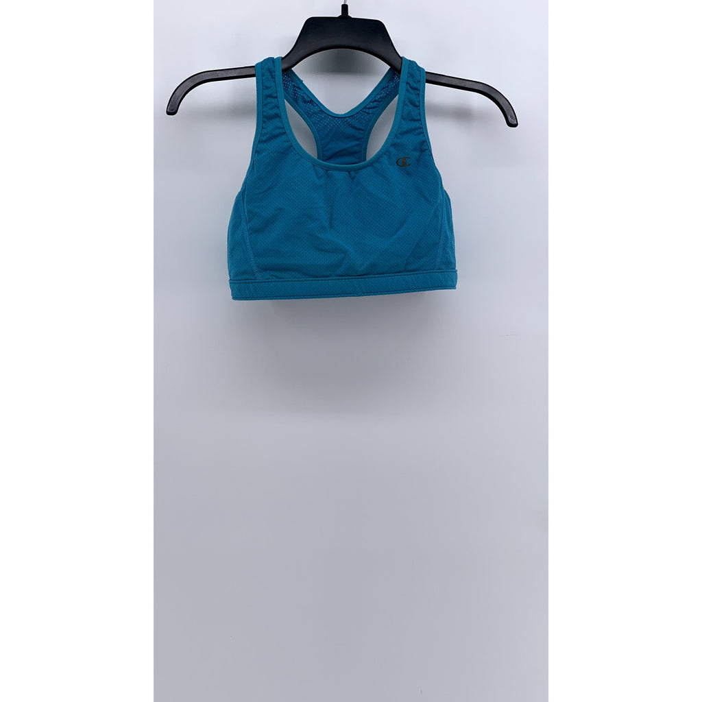 CHAMPION Women's Blue-Black Reversible Racer-Back Sports Bra SZ S