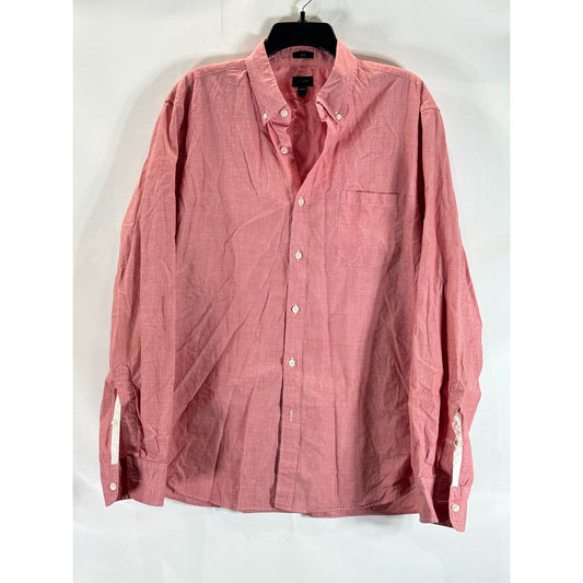 J. CREW Men's Red Slim-Fit Cotton Button-Up Long Sleeve Shirt SZ L