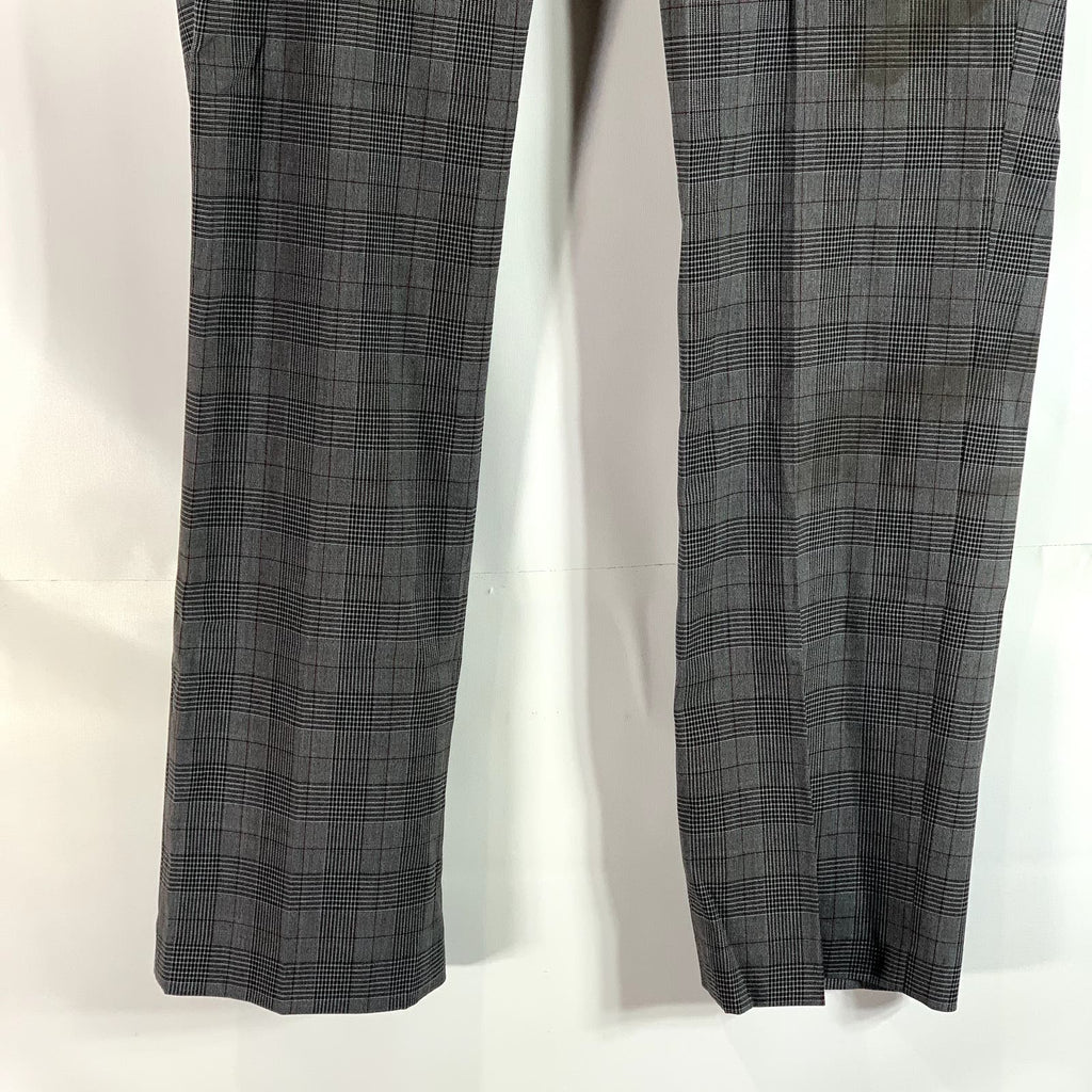 CALVIN KLEIN Men's Charcoal Plaid Slim-Fit Flat Front Dress Pants SZ 33X30