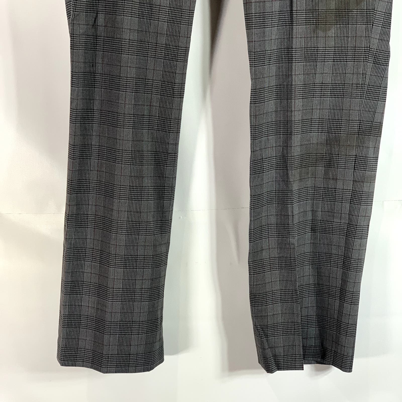 CALVIN KLEIN Men's Charcoal Plaid Slim-Fit Flat Front Dress Pants SZ 33X30