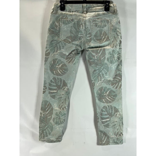 CABI Women's Green Paradise Palm Print Cropped Skinny Pants SZ 4