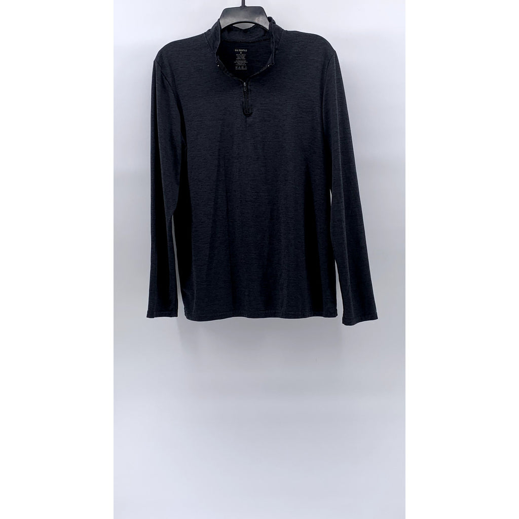 REAL ESSENTIALS Men's Charcoal Half-Zip Long Sleeve Active Shirt SZ S