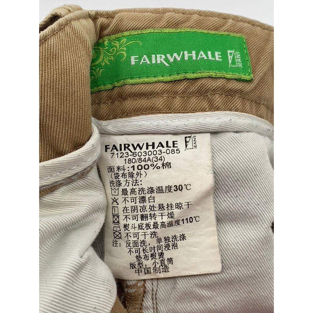 FAIRWHALE Men's Tan Straight Leg Pants SZ 34