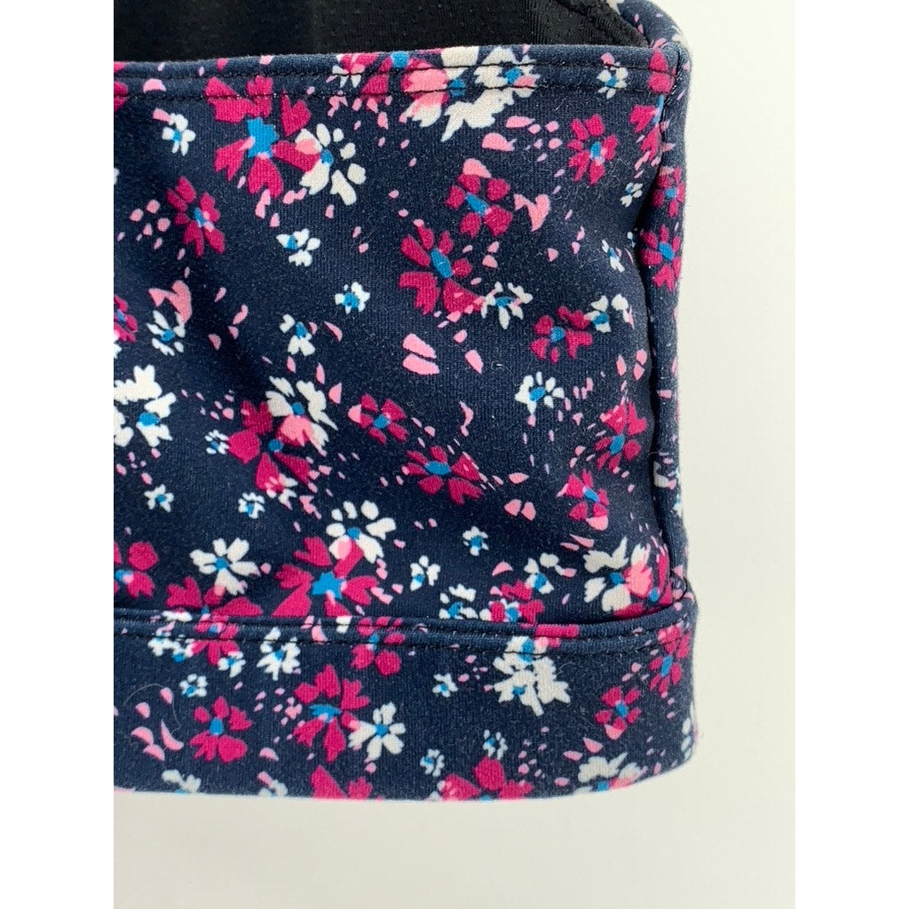 GAP FIT Women's Navy Daisy Floral Print Cross Strap Sports Bra SZ L