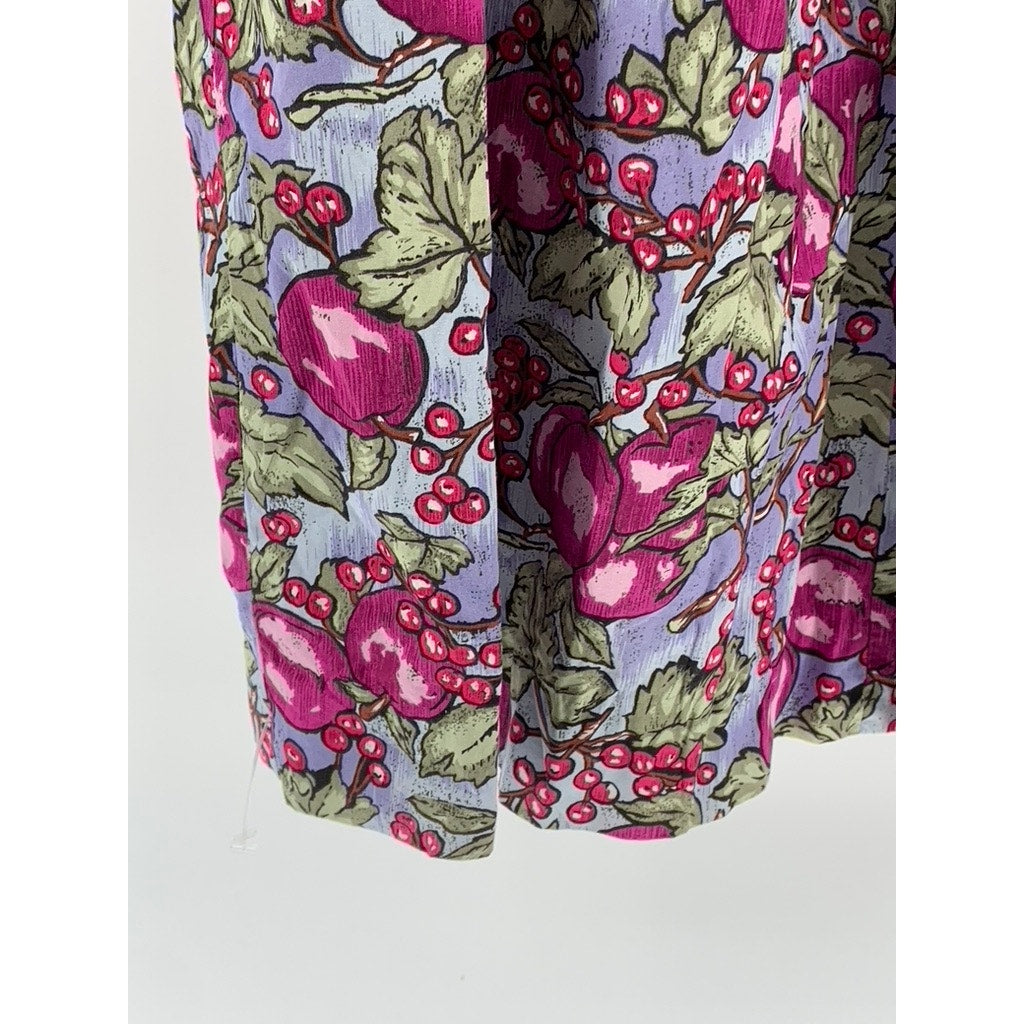 RUFF HEWN Women's Vintage Pink Floral Print Pleated A-Line Midi Skirt SZ 8