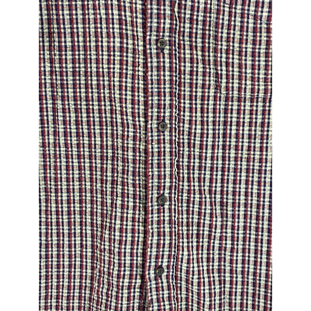 AMERICAN EAGLE OUTFITTERS Men's Red/Blue Mini Check Vintage Button-Up Shirt SZ L