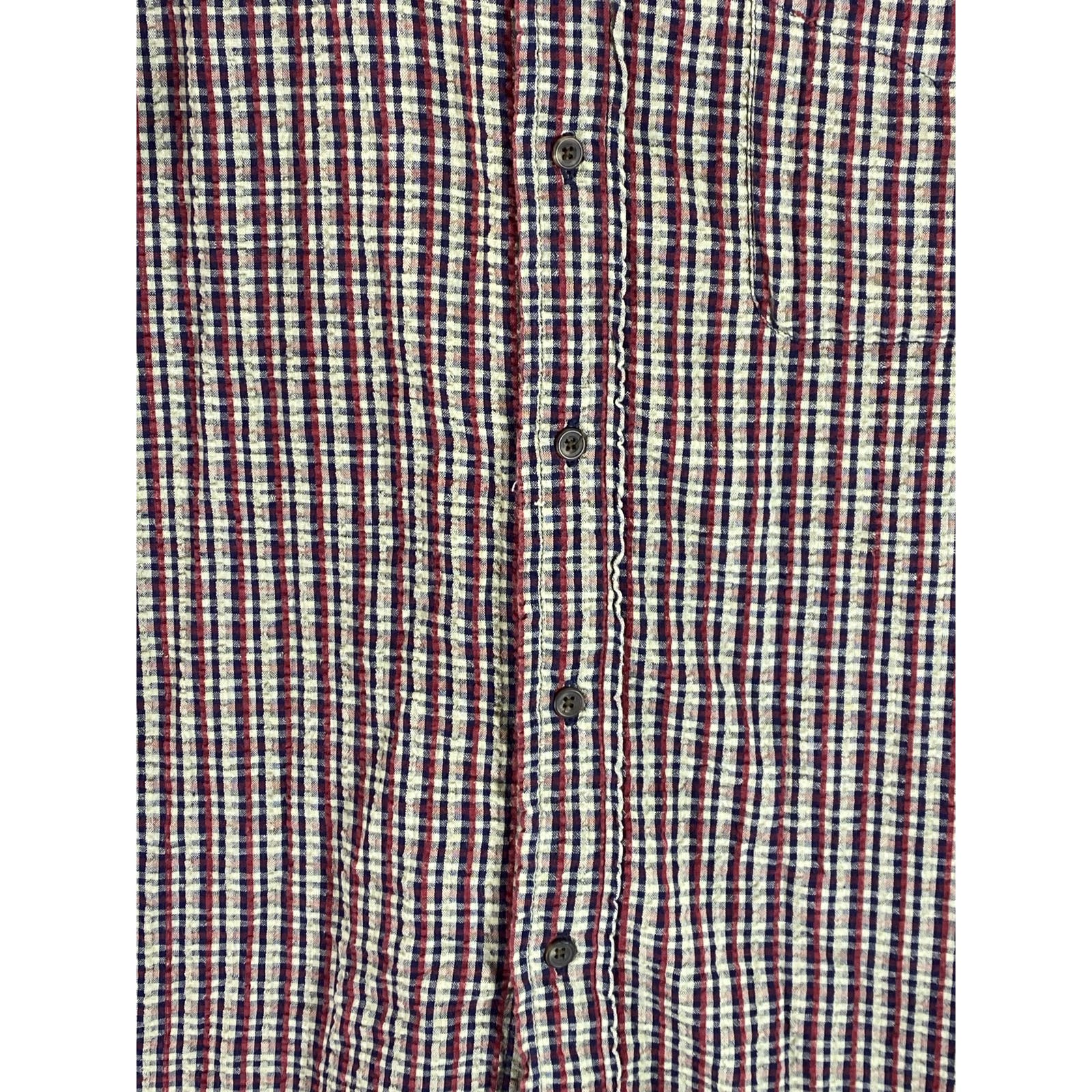 AMERICAN EAGLE OUTFITTERS Men's Red/Blue Mini Check Vintage Button-Up Shirt SZ L