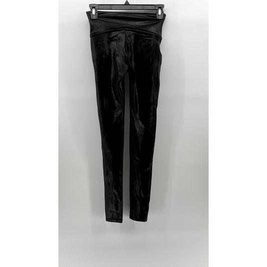 SPANX BY SARA BLAKELY Women's Black Faux Leather Pull-On Ankle Leggings SZ S