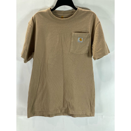 CARHARTT Men's Tan Crewneck Original-Fit Workwear Patch Pocket T-Shirt SZ S