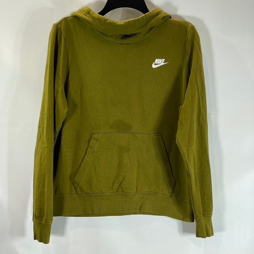 NIKE Women’s Olive Green Funnel Neck Club Fleece Pullover Sweater SZ M