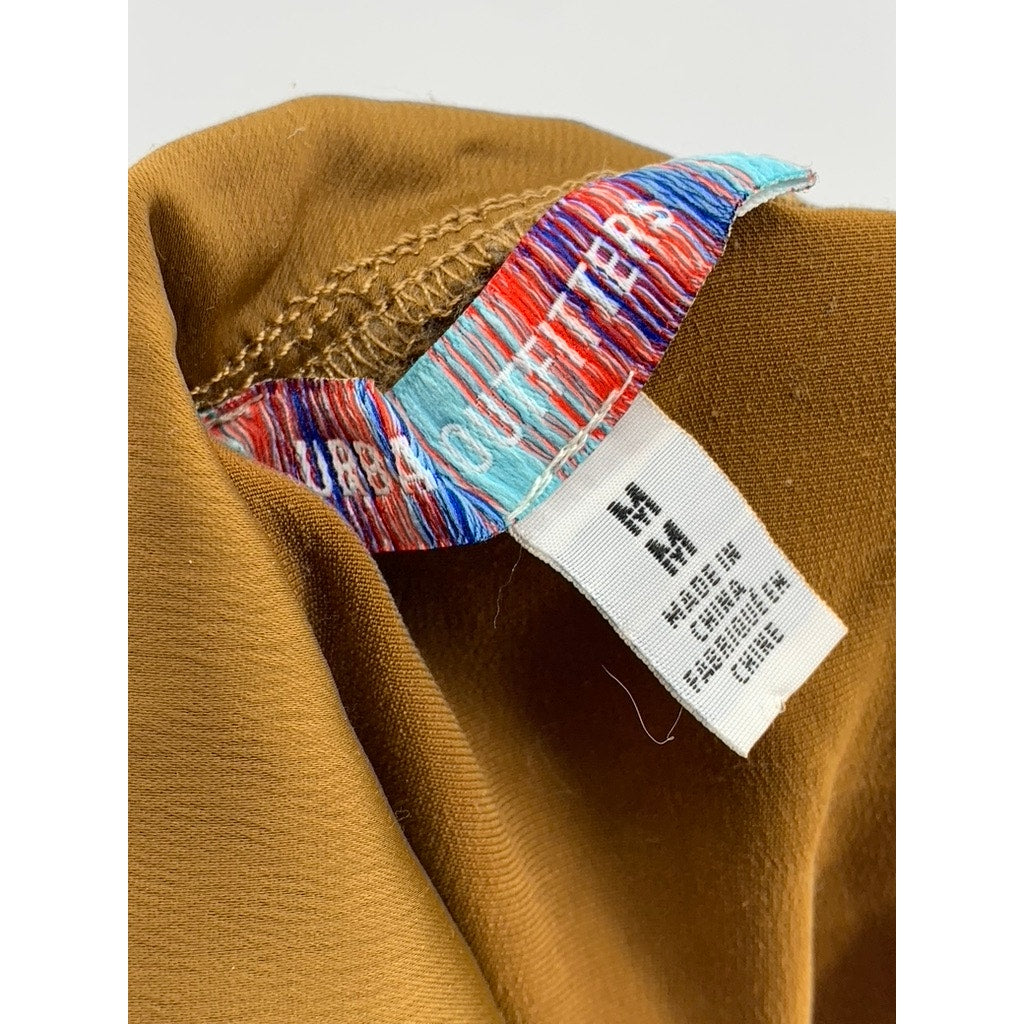 URBAN OUTFITTERS Women's Gold Shae Cowl-Neck Open-Back A-Line Mini Dress SZ M