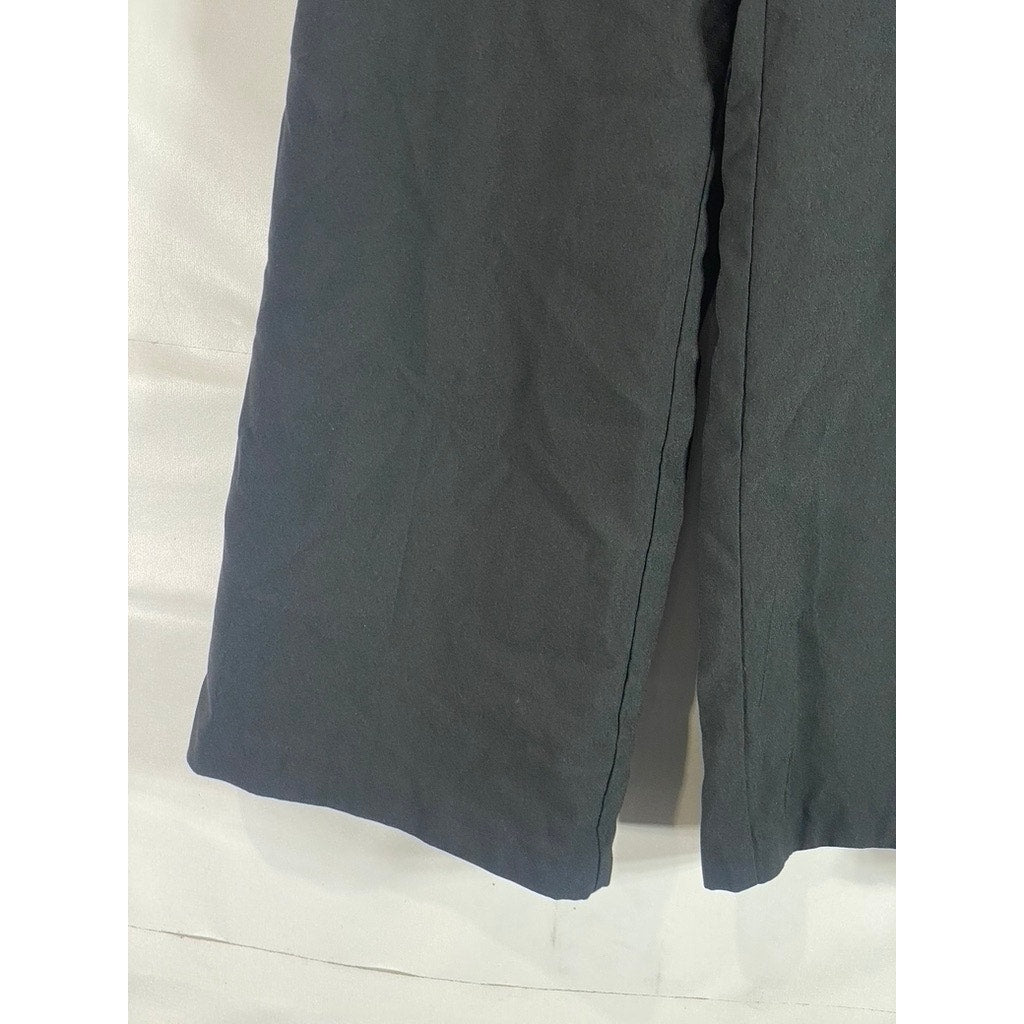 UNBRANDED Women's Black Solid Wide-Leg Lightweight Pants SZ US8