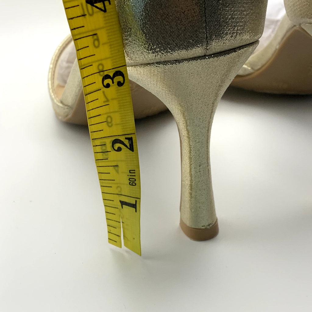 SILVER SLIPPER Women's Gold Ella Pointed-Toe Ankle-Strap Rhinestone Heels SZ8.5