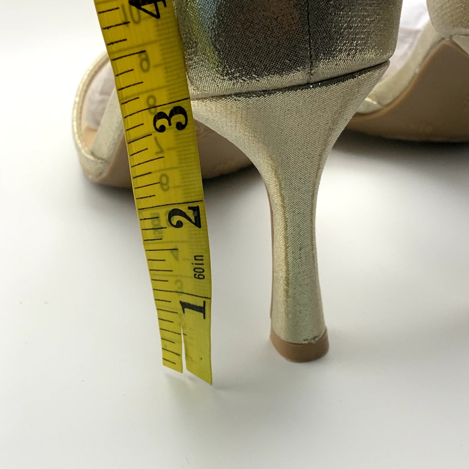 SILVER SLIPPER Women's Gold Ella Pointed-Toe Ankle-Strap Rhinestone Heels SZ8.5