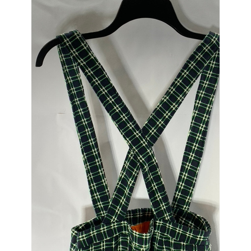 MAEVE By ANTHROPOLOGIE Women's Green/Black Checkered Overall Mini Skirt SZ 4