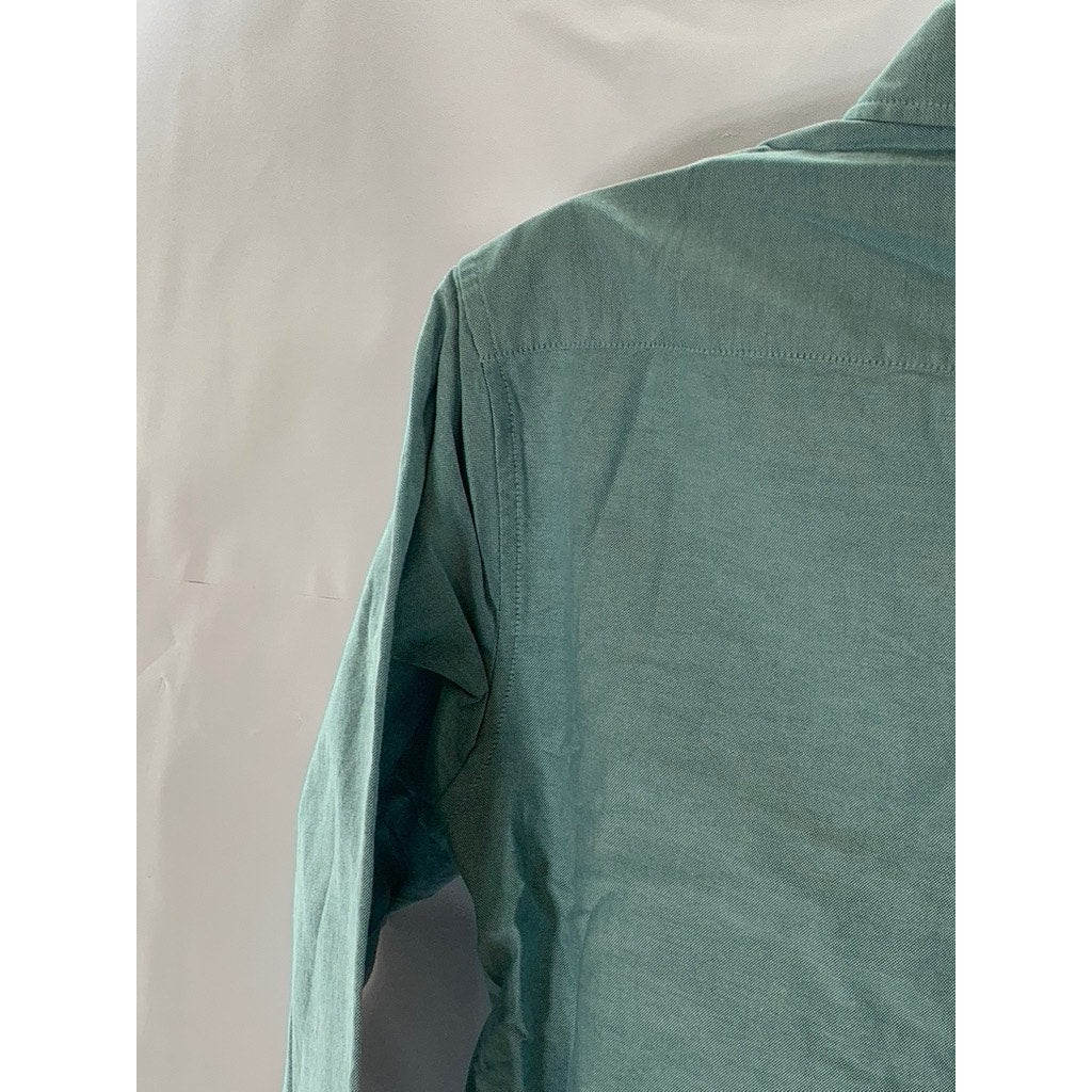 BONOBOS Men's Teal Textured Slim-Fit Short Long Sleeve Button-Up Shirt SZ S