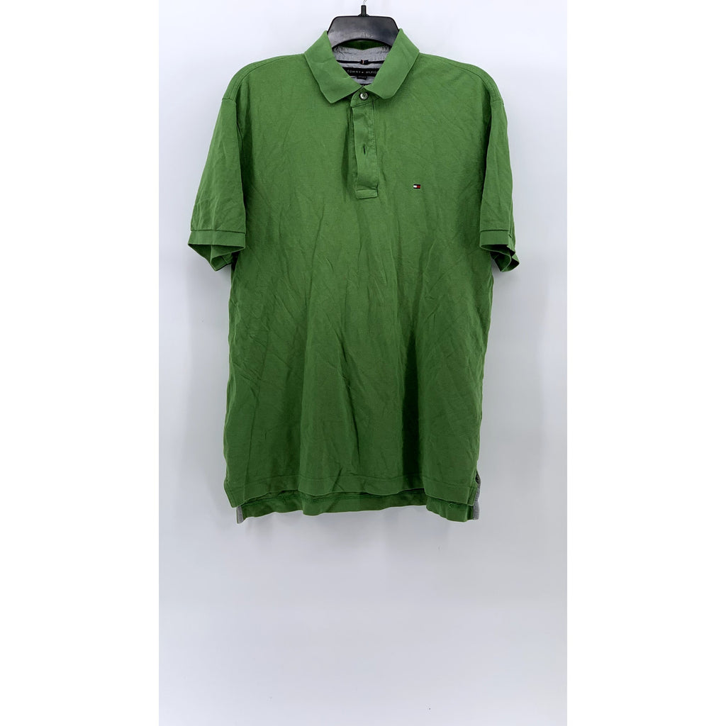 TOMMY HILFIGER Men's Green Classic-Fit Short Sleeve Casual Polo Shirt SZ M