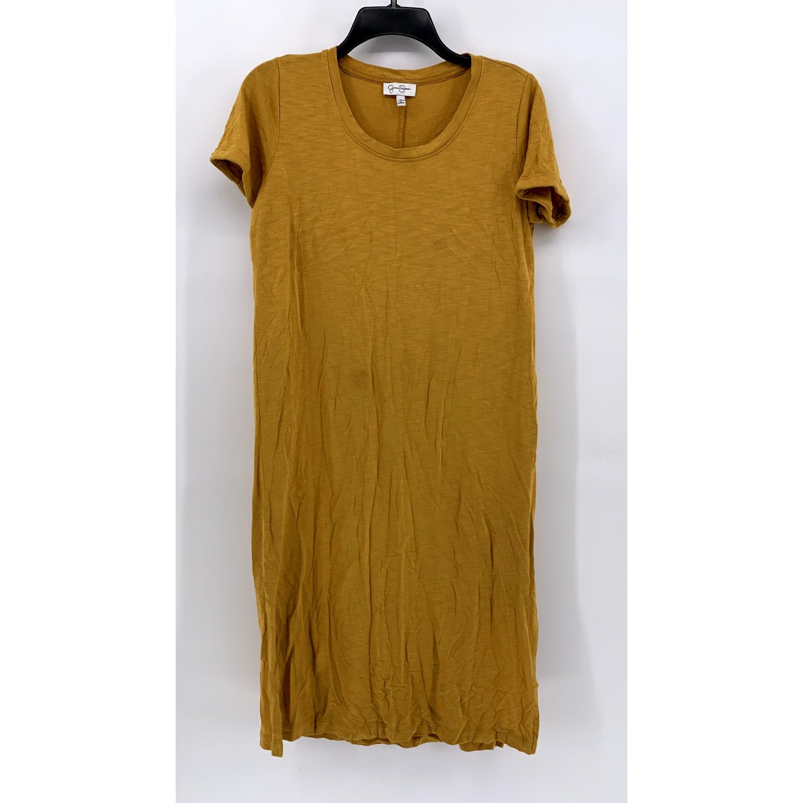 JESSICA SIMPSON Women's Mustard Yellow Crewneck Short Sleeve Dress SZ S