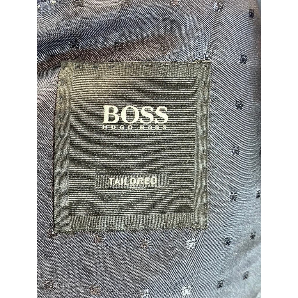 BOSS HUGO BOSS Men's Navy Tailored Wool-Silk Two-Button Suit Jacket SZ 42R