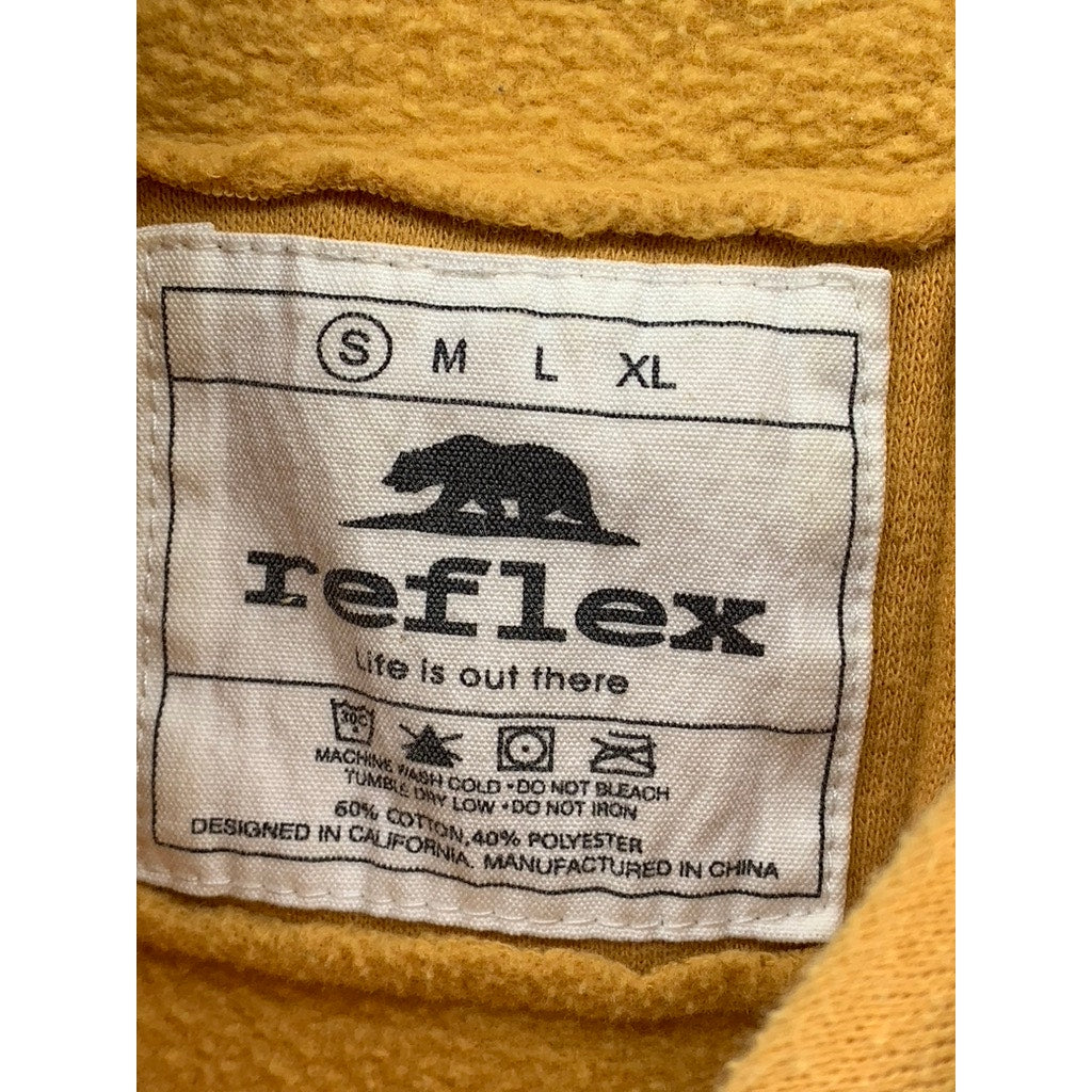 REFLEX Women's Yellow-Gray Love Logo Color Block Hoodie SZ S