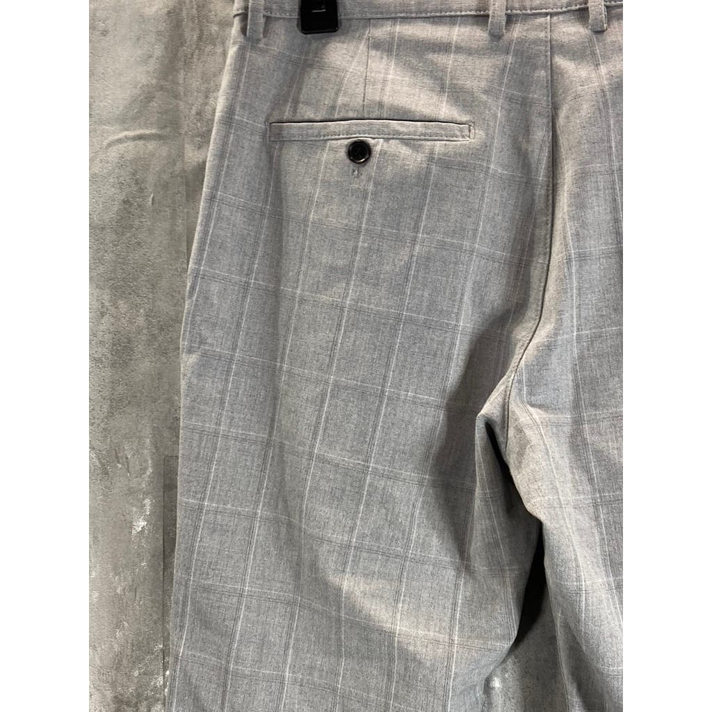 ZARA Men's Light Grey Plaid Slim-Fit Flat Front Dress Pants SZ 31