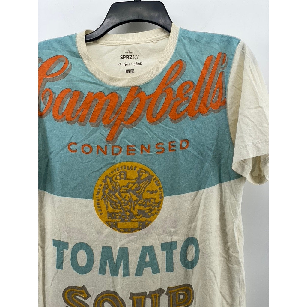 UNIQLO x Andy Warhol Men's Beige Crewneck Campbell Tomato Soup Art T-Shirt SZ S