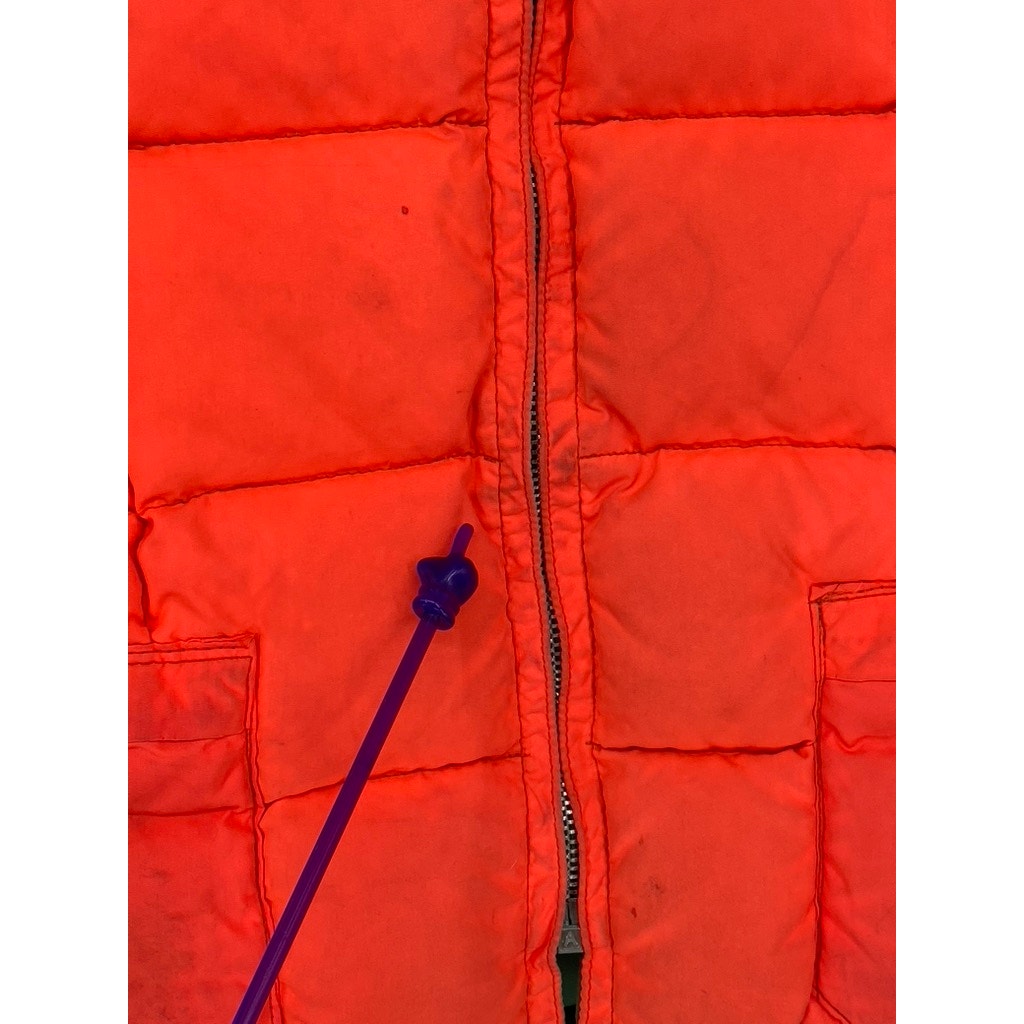 UNBRANDED Men's Forest Green-Orange Reversible Zip-Up Puffer Vest SZ S