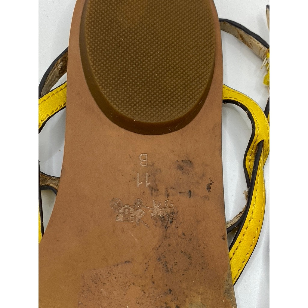 COACH Women's Yellow Thong Round-Toe Camara Ankle Strap Flat Sandals SZ 11