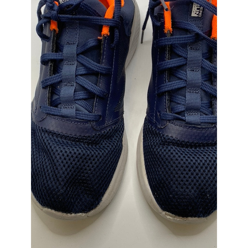 SKECHERS Women's Navy-Orange Air Cooled Goga Mat Go Run Elevate Sneakers SZ 7
