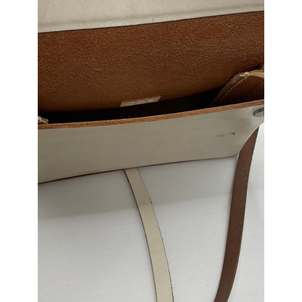 COS Women’s Cream Leather Magnetic Closure Crossbody Bag SZ OS