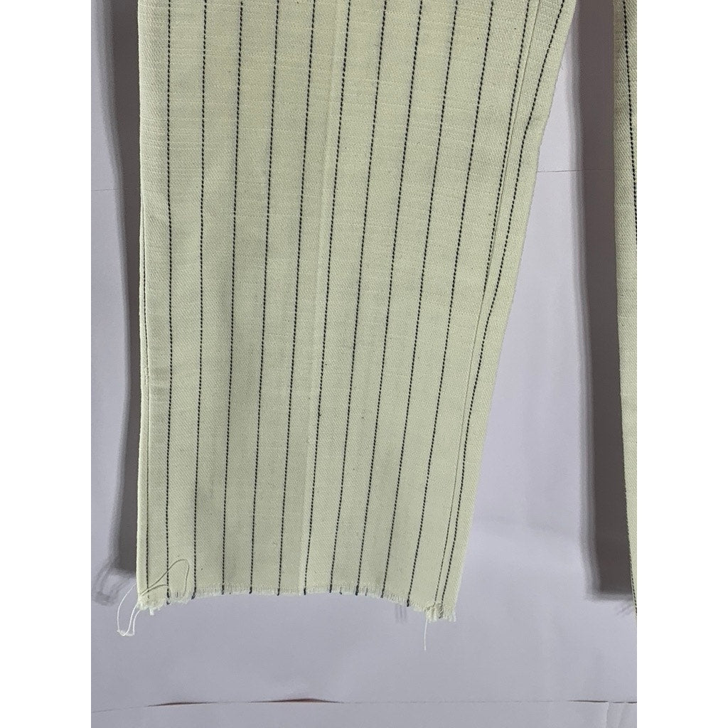 FACIS VENTANNI Women's Vintage Cream Pinstripe Straight-Leg Pant SZ M