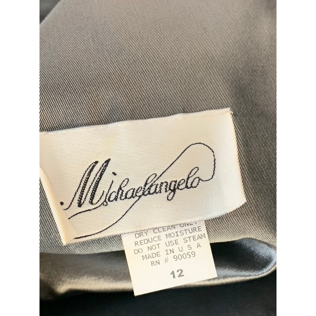 MICHAELANGELO Women's Gray Satin Button-Front Sleeveless Top SZ 12
