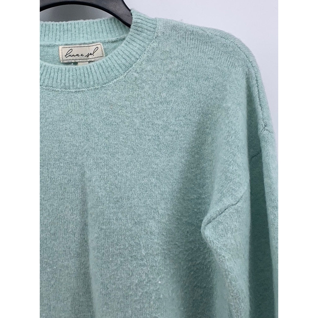 LUNA & SOL Women's Light Blue Crewneck Knit Sweater SZ S