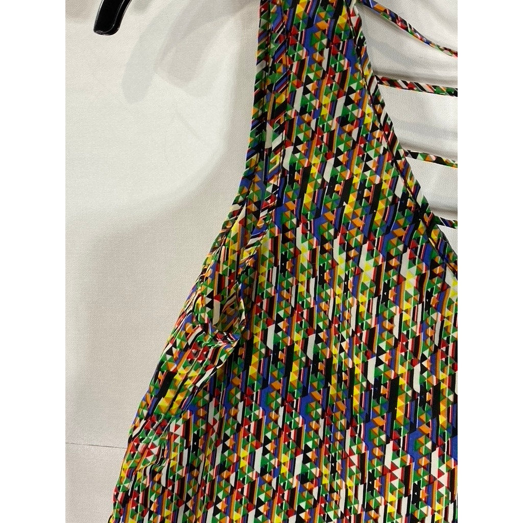 XXI Women's Multicolor Pattern Print V-Neck Open Back Sleeveless Tank Top SZ S