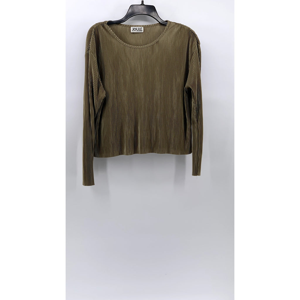 JOULE ENERGY Women's Tan Ribbed Long Sleeve Scoop-Neck Top SZ L