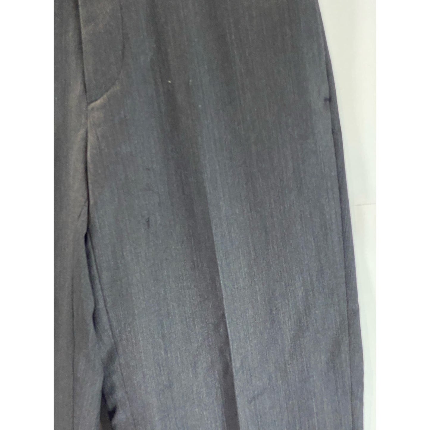 EGARA Men's Charcoal Birdseye Super 120s Wool Flat Front Dress Pants SZ 32