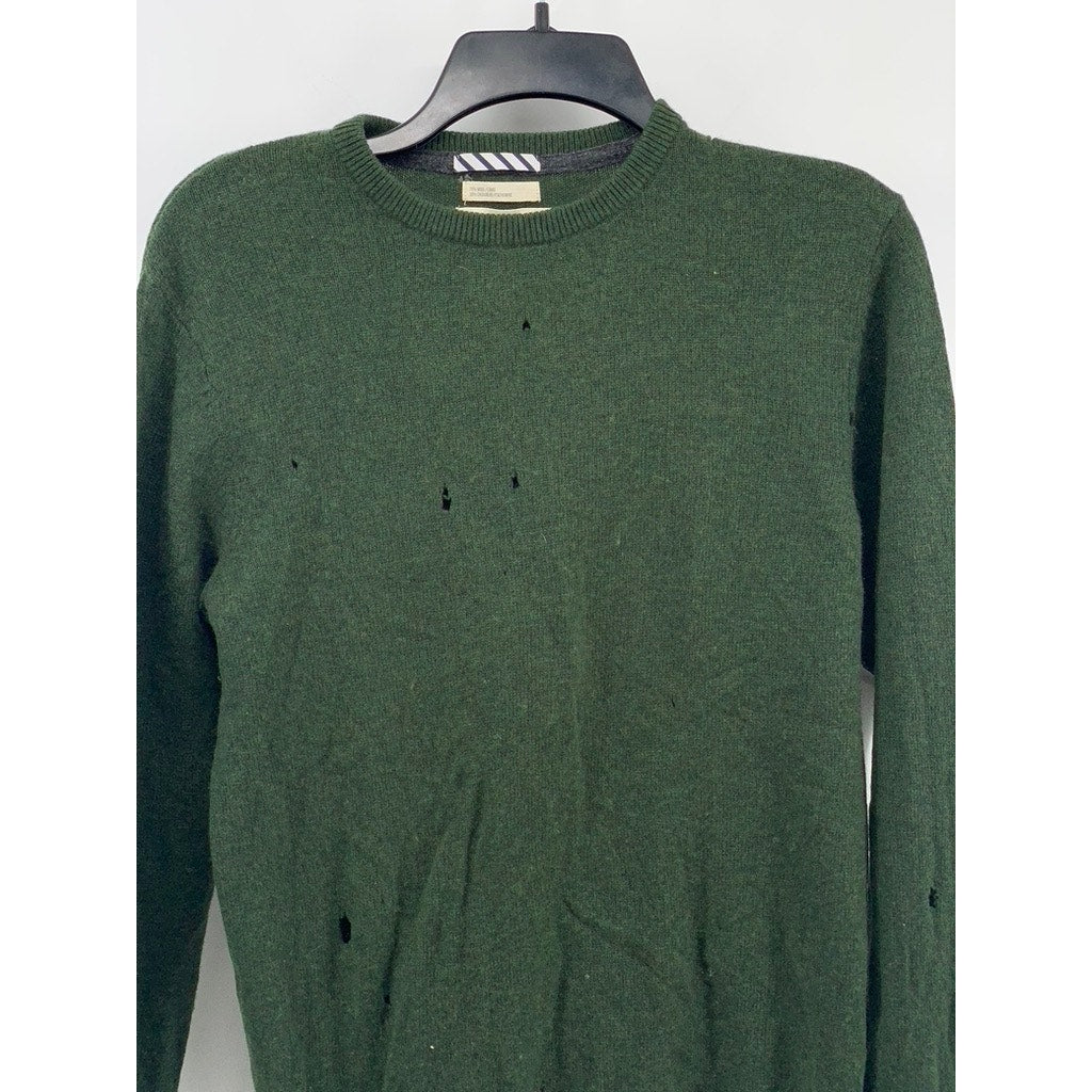 1901 Men's Dark Green Wool-Cashmere Crewneck Pullover Long Sleeve Sweater SZ S