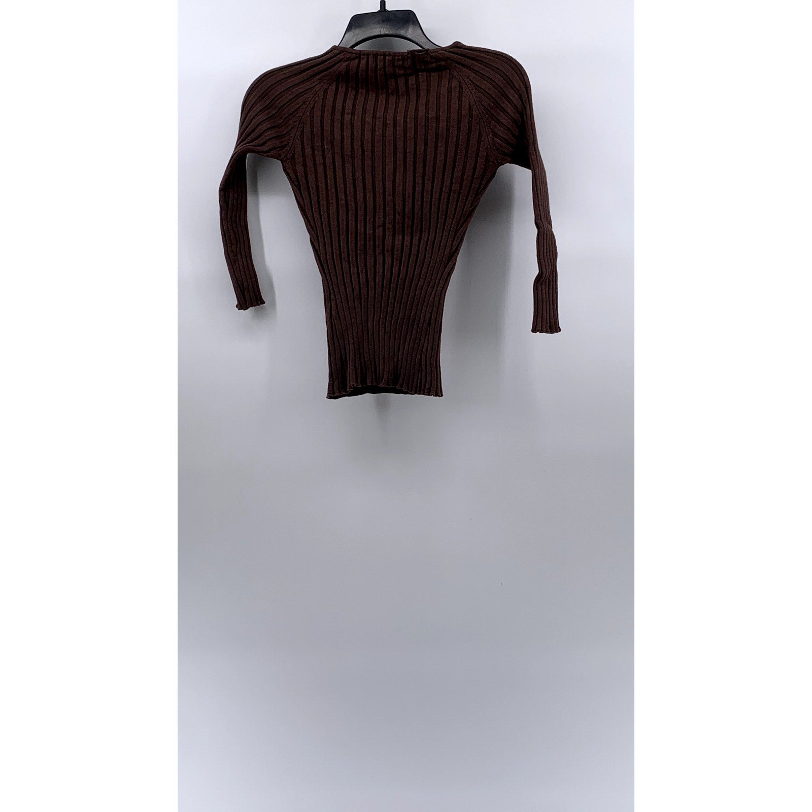 BISOU BISOU Women’s Brown Wide Rib Long Sleeve Half-Zip Sweater Top SZ XS