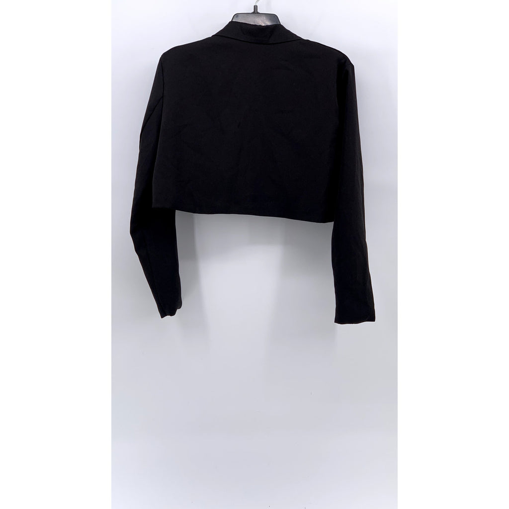 Women's Black Solid Single-Button Notch Collar Long Sleeve Cropped Blazer SZ S